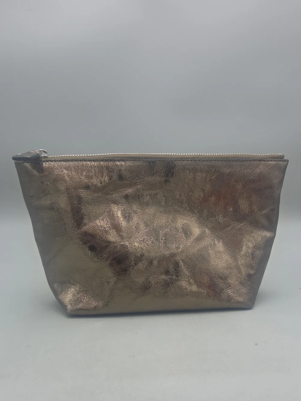 Madewell Distressed Bronze Metallic Leather Wristlet Pouch Goat Leather